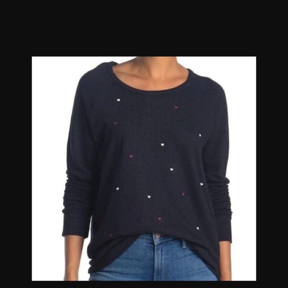 Sundry Size 1 (s) Star Toss Raglan Crew Midnight/ Fuchsia Rayon/Cotton L… - Picture 12 of 12